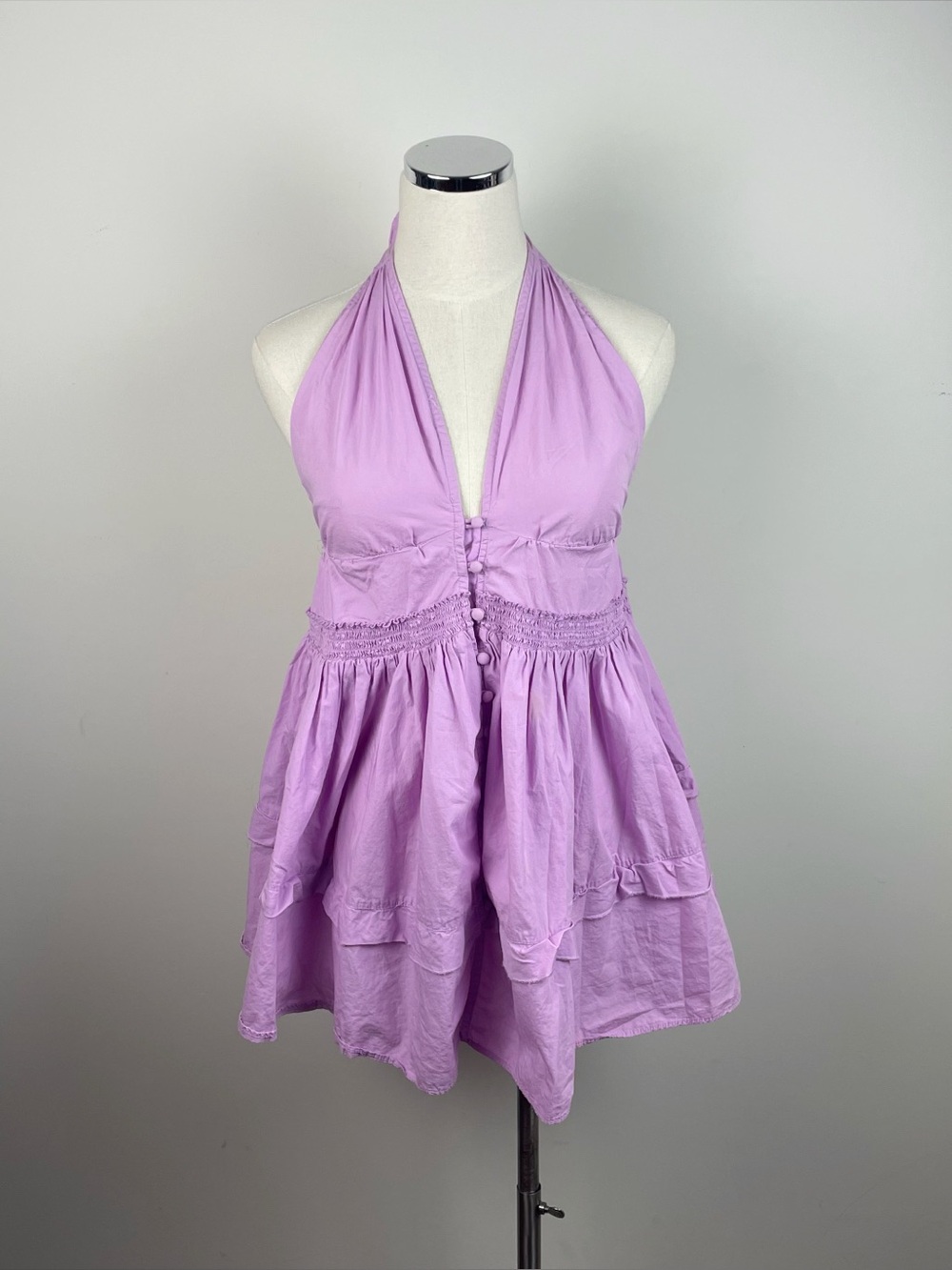 Free People Solid Light Purple Sail Away Halter Tunic Top Women Small